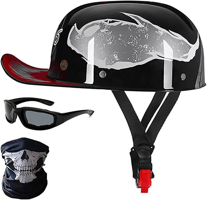 Baseball Cap Motorradhelm Für Erwachsene Männer Frauen Deutschen Stil Halbgesichtshelme Rollerhelm Mopedhelm Straßenhelm Zum Helm DOT zugelassen D,L/(57~59cm) von JianJud