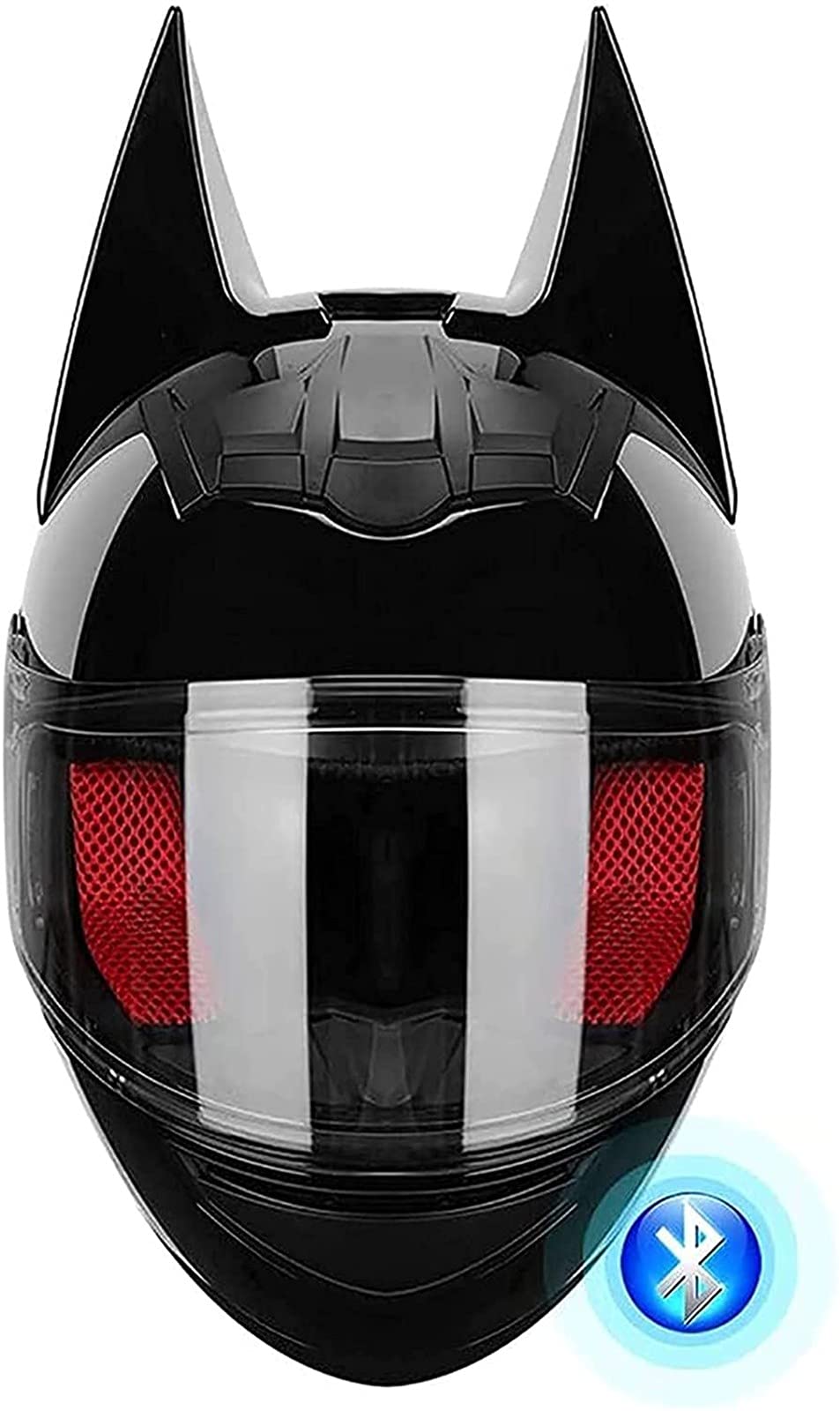 Batman Offroad-Bluetooth-Motorrad-Vollhelm DOT-Zertifiziertes Integral-Motorradhelm Licht Schwarz Racing-Motorradhelm A,XL von JianJud