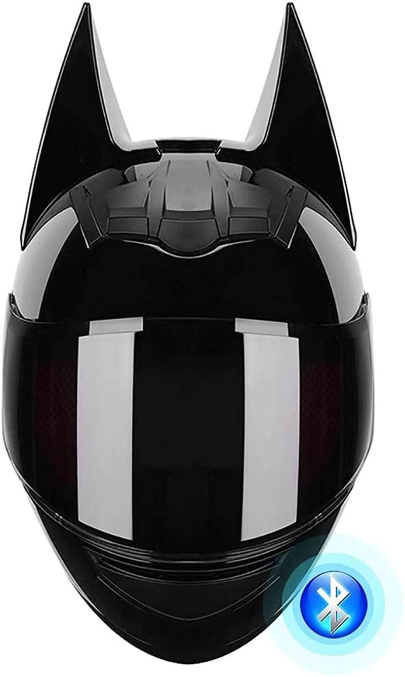 Batman Offroad-Bluetooth-Motorrad-Vollhelm DOT-Zertifiziertes Integral-Motorradhelm Licht Schwarz Racing-Motorradhelm C,M von JianJud