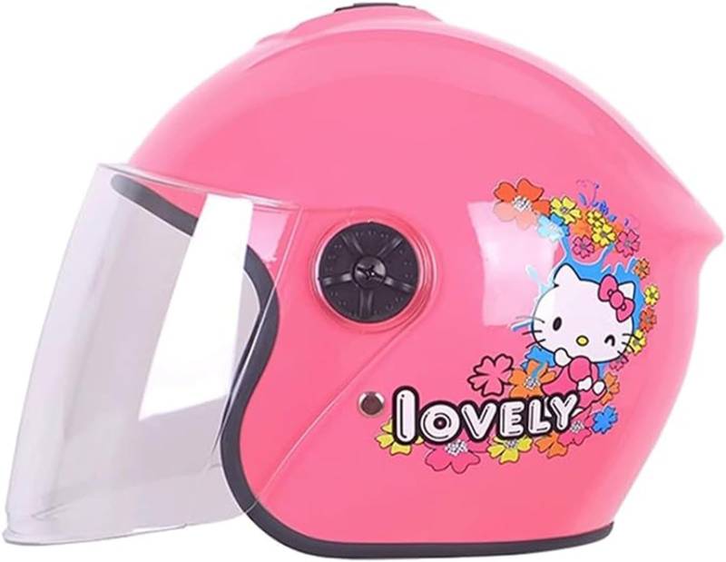 Cooler Kinder-Motorradhelm Mit Offenem Gesicht, DOT-Zugelassener Halbhelm Für Jugendliche, Jungen Und Mädchen Mit Visier, Retro-Mopedhelme Für Kleinkinder Für Vespa-Roller, ATV D,50-55cm von JianJud