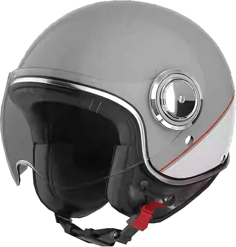 Deutsche Motorrad Halbhelme Mit ECE 22.06-Geprüftjethelm Retro, Chopper Helm, Scooter-Helm, Fahrradhelm, Mit Herausnehmbares Innenfutter Und Schnellverschlussschnallen C,S/{55~56cm} von JianJud