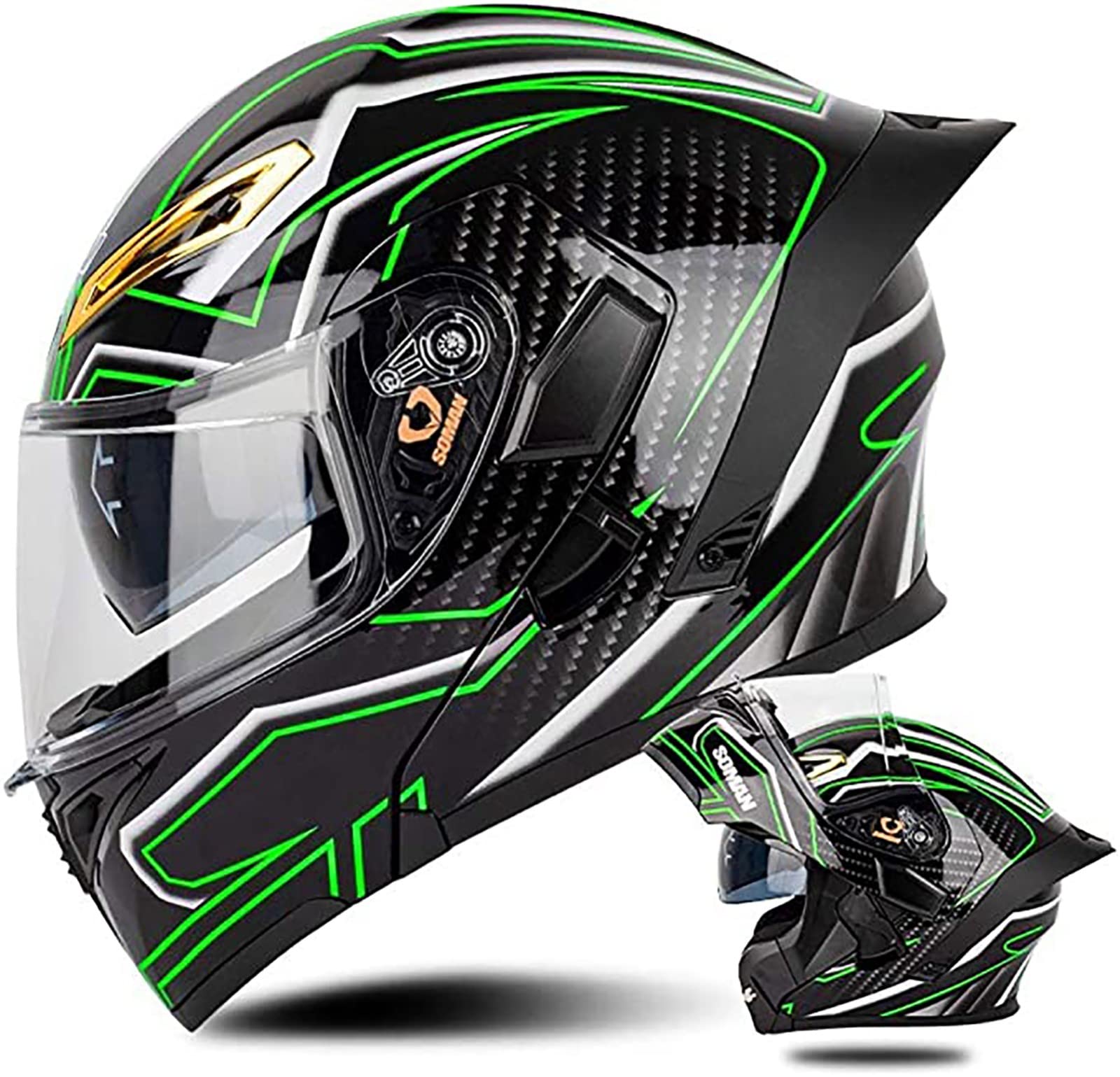 Integral-Helm · ECE Zertifiziert Full-Face Motorrad-Helm Roller-Helm Scooter-Helm Cruiser Sturz-Helm Street Fahrradhelm E,L/{59~60cm} von JianJud