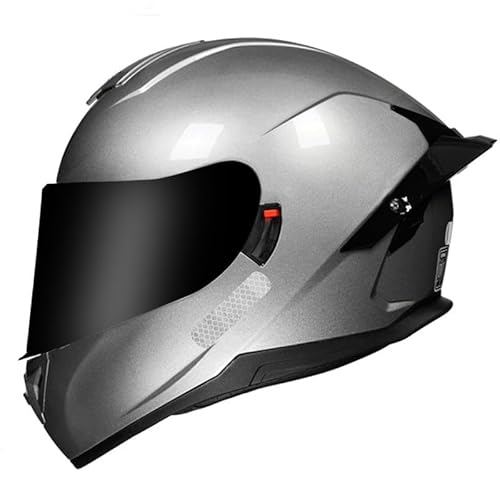 Integralhelm Für Motorradfahrer Mit Doppelvisier, Sturzhelme Für Herren Und Damen Zum Rennradfahren, Roller, Moped, ECE 2206-Geprüft F,L/{59~60cm} von JianJud