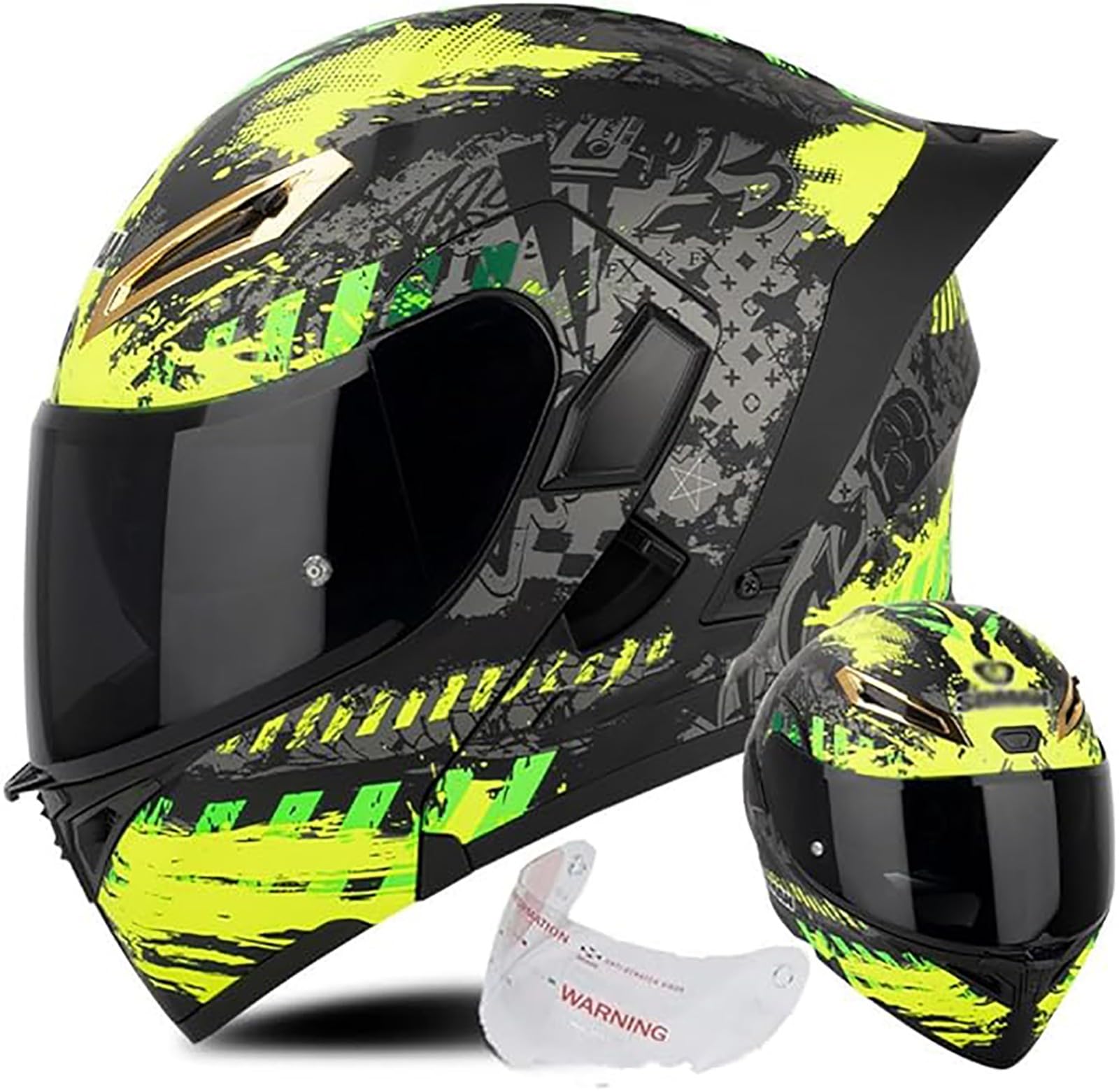 Integralhelm Für Motorradfahrer Mit Doppelvisier ECE-Geprüfter Motorradhelm Für Motocross, Motorrad-Fahrradhelm Für Erwachsene, Motorradhelm, Straßenhelm, Unisex, Erwachsene F,S/{55~56cm} von JianJud