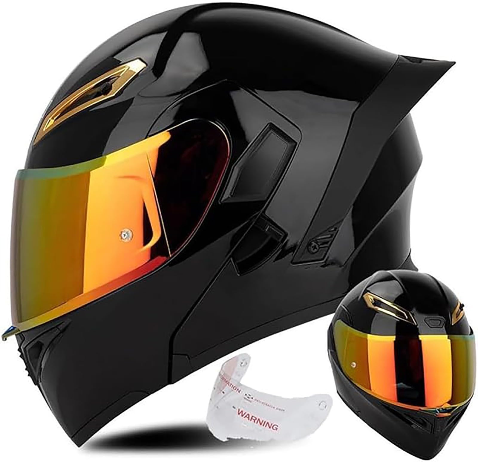 Integralhelm Für Motorradfahrer Mit Doppelvisier ECE-Geprüfter Motorradhelm Für Motocross, Motorrad-Fahrradhelm Für Erwachsene, Motorradhelm, Straßenhelm, Unisex, Erwachsene G,S/{55~56cm} von JianJud