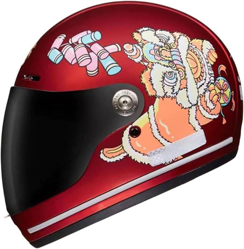 Integralhelm Für Motorräder, DOT-Geprüft, Für Kinder, Jungen Und Mädchen, Renn-Moped-Motocross-Helm Mit Visier, Straßenhelm Für Elektrische Dirtbikes, Roller, Go-Karts Und ATV A,48-55cm von JianJud