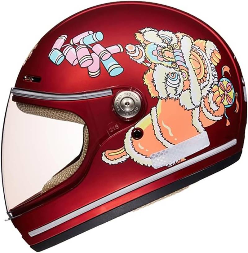 Integralhelm Für Motorräder, DOT-Geprüft, Für Kinder, Jungen Und Mädchen, Renn-Moped-Motocross-Helm Mit Visier, Straßenhelm Für Elektrische Dirtbikes, Roller, Go-Karts Und ATV E,48-55cm von JianJud