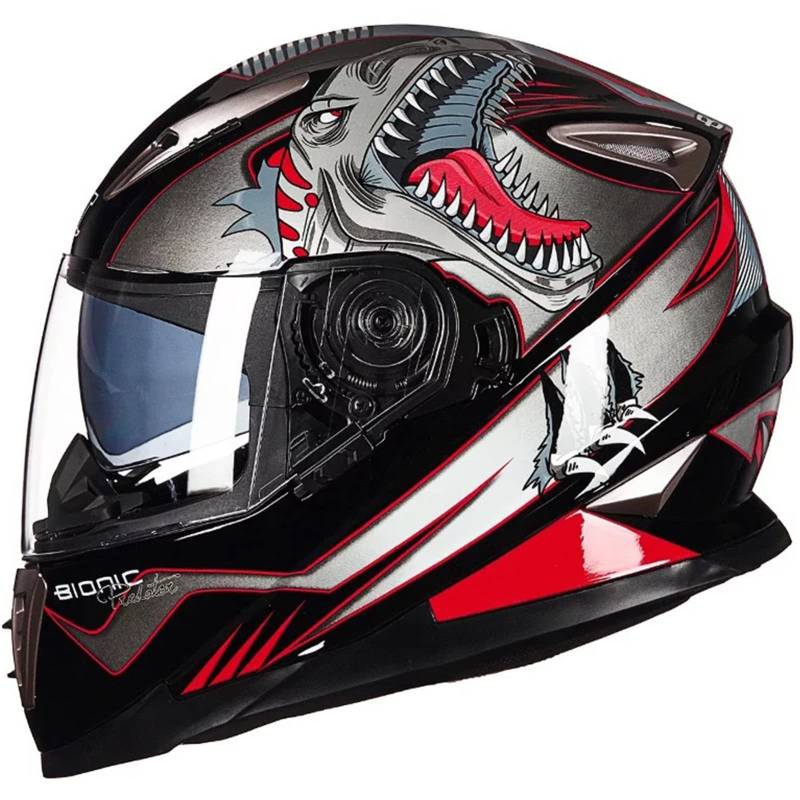 Integralhelm Mit Klappmechanismus Für Motorrad, Modularer Helm, Integriertes Motorrad-Doppelvisier Für Erwachsene, Männer Und Frauen, Moped-Straßenrennen, DOT-Geprüft D,M/{54~55cm} von JianJud