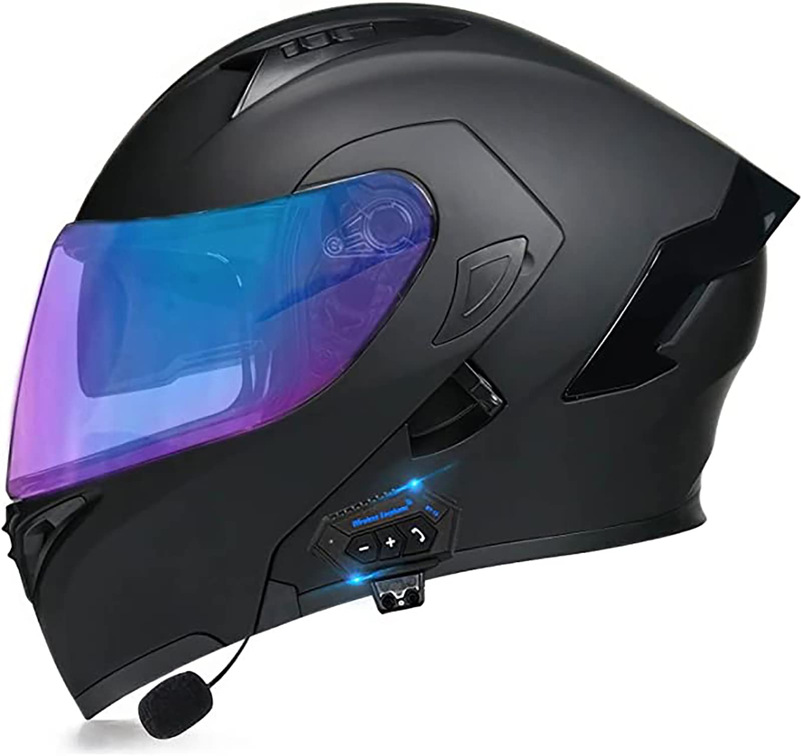 Integrierter Modularer Bluetooth-Motorradhelm, Integral-Motorradhelm Mit Umklappbarem Front-Doppel-Anti-Fog-Visier, DOT / ECE-Zertifizierter Rennhelm Für Erwachsene Herren, Damen A1, XL=61-62CM von JianJud