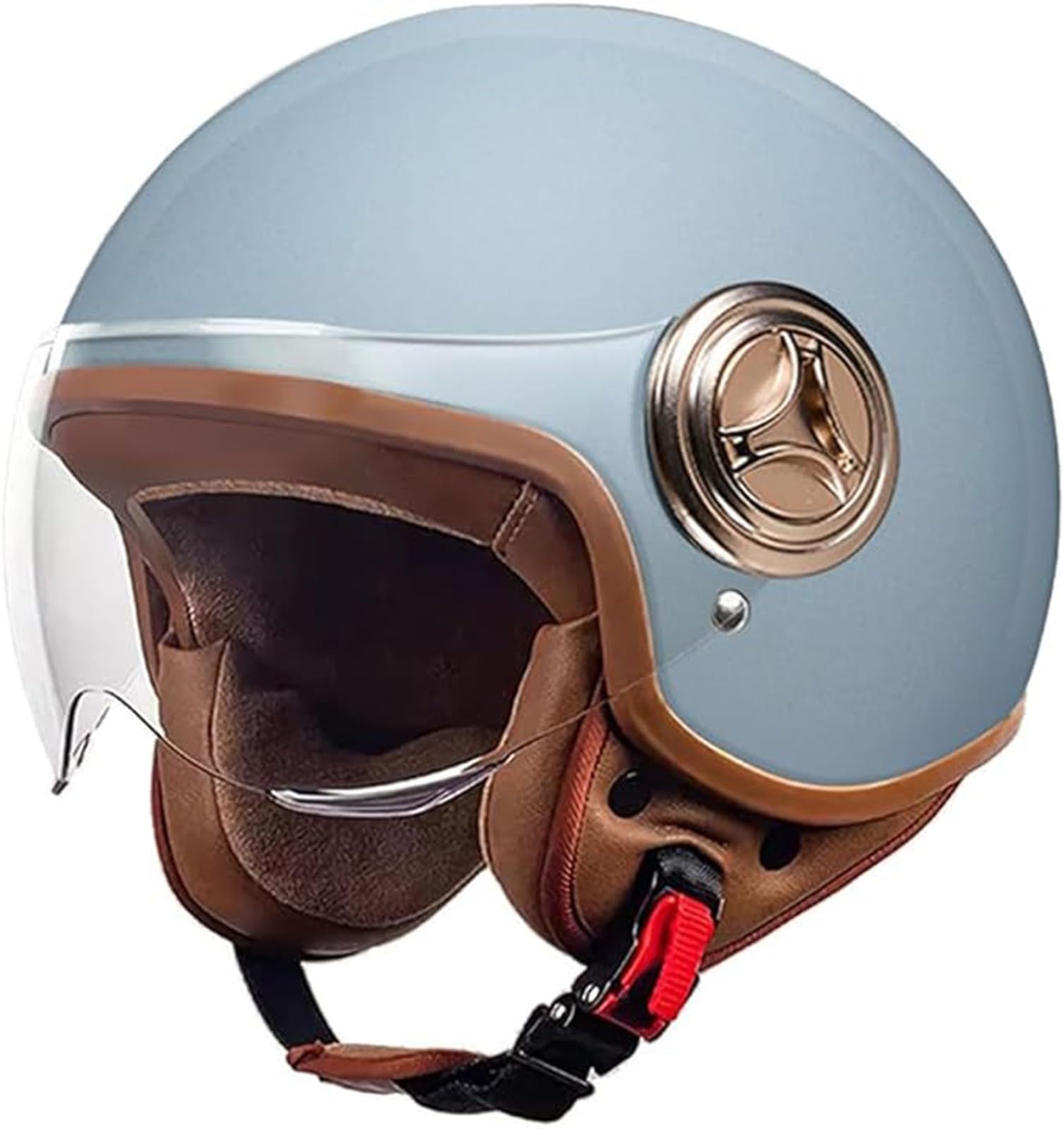 Jethelm Mit Sonnenblende Motorradhelm Herren Damen Rollerhelm Mopedhelm Mofa Chopper Helm Motorrad Halbhelm Open-Face-Helm Pilotenhelm ECE Zertifiziert B,54-61cm von JianJud