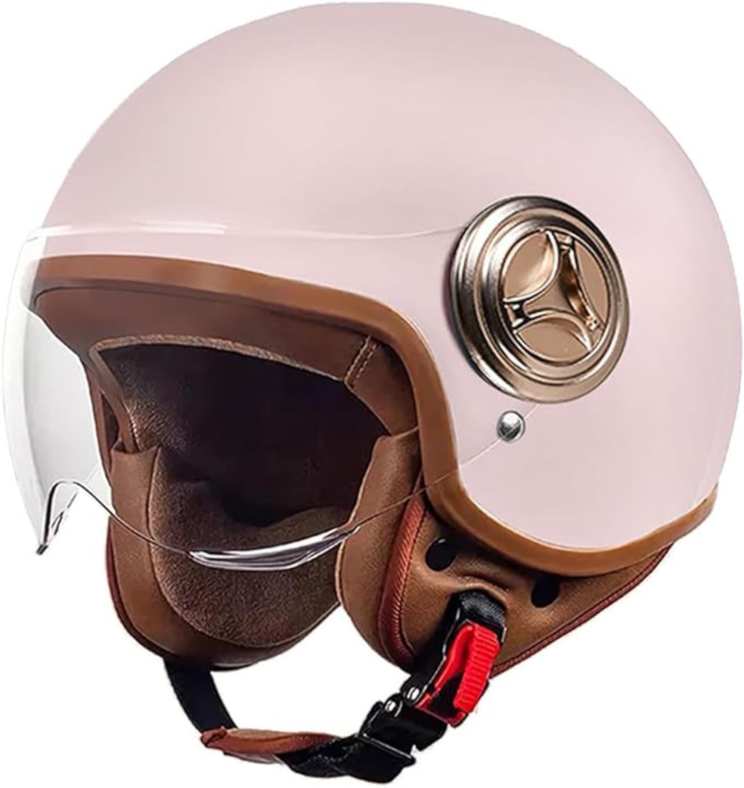 Jethelm Mit Sonnenblende Motorradhelm Herren Damen Rollerhelm Mopedhelm Mofa Chopper Helm Motorrad Halbhelm Open-Face-Helm Pilotenhelm ECE Zertifiziert C,54-61cm von JianJud