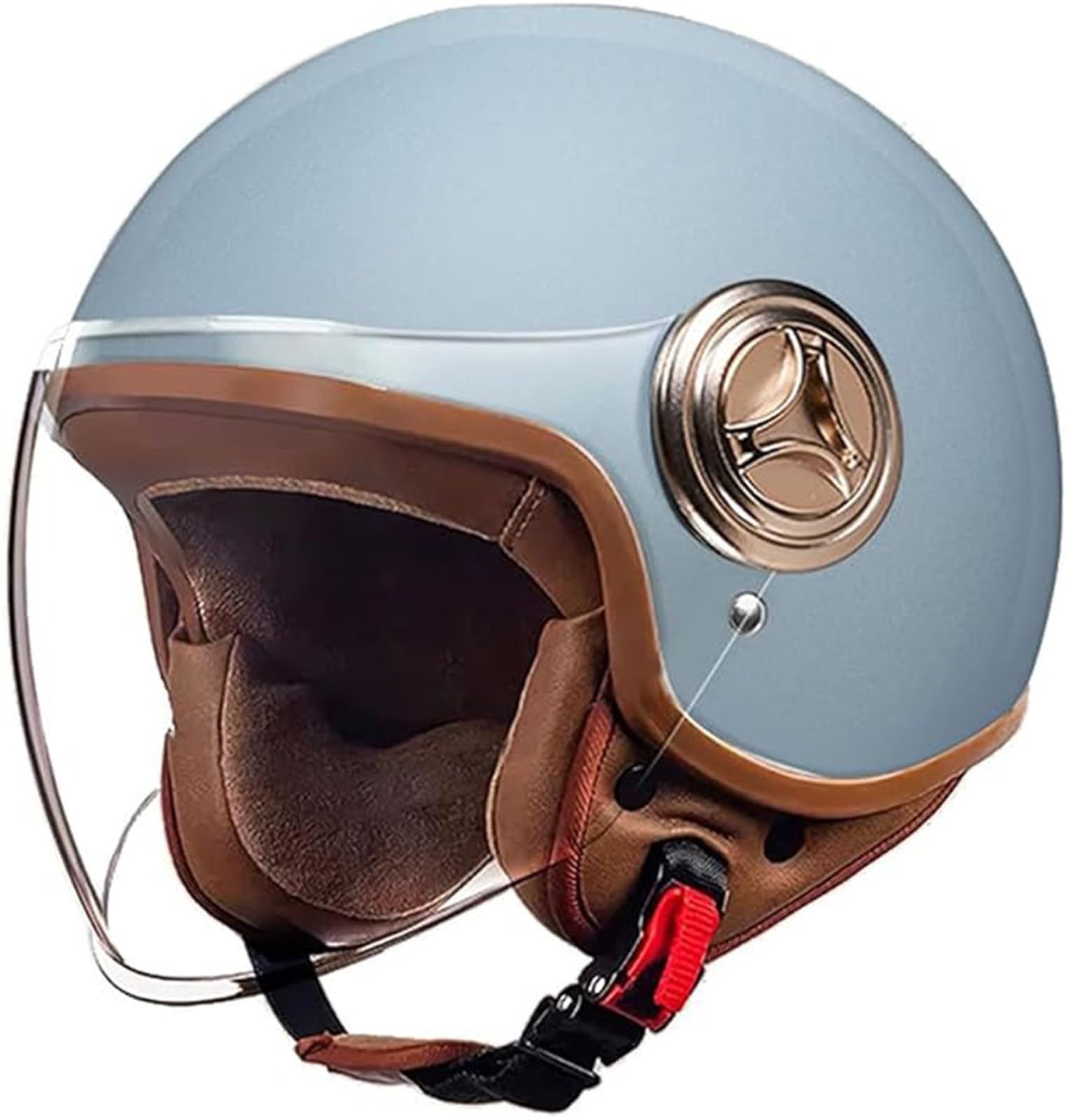 Jethelm Mit Sonnenblende Motorradhelm Herren Damen Rollerhelm Mopedhelm Mofa Chopper Helm Motorrad Halbhelm Open-Face-Helm Pilotenhelm ECE Zertifiziert F,54-61cm von JianJud