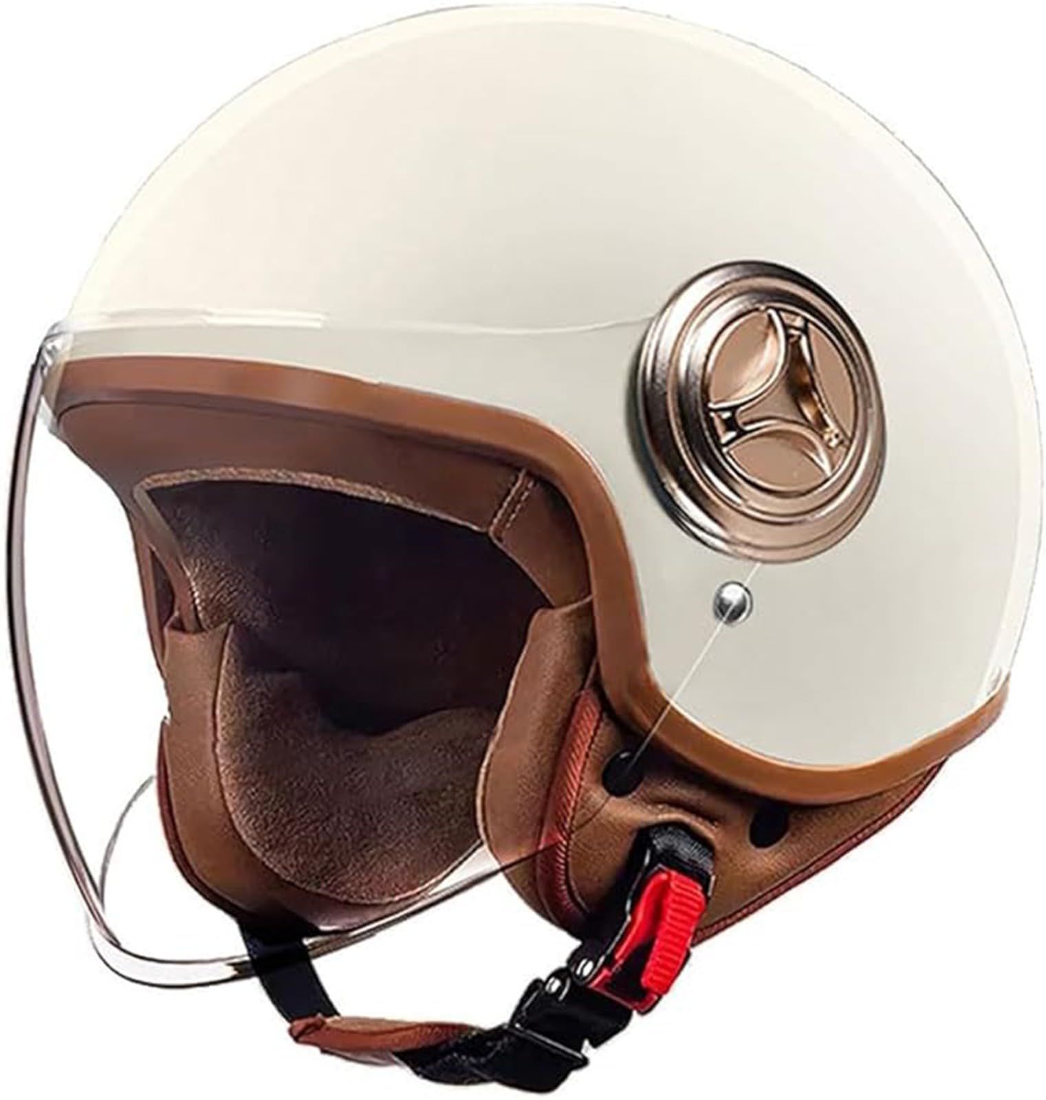 Jethelm Mit Sonnenblende Motorradhelm Herren Damen Rollerhelm Mopedhelm Mofa Chopper Helm Motorrad Halbhelm Open-Face-Helm Pilotenhelm ECE Zertifiziert H,54-61cm von JianJud