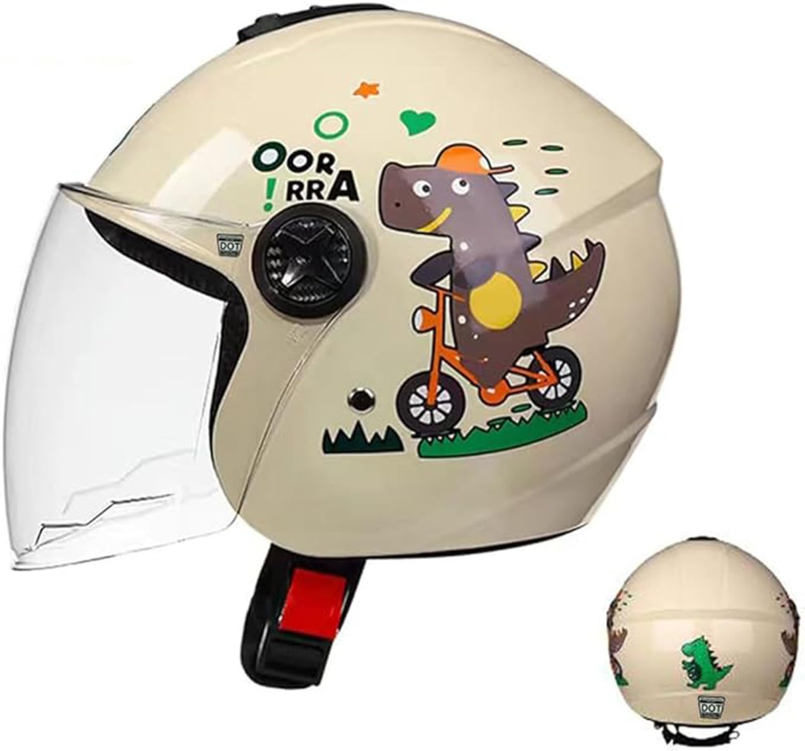 Kinder-3/4-Motorrad-Halbhelm, Vier Jahreszeiten, Süßer Cartoon-Motorradhelm Für Jungen Und Mädchen, Roller, Moped, ATV, Ausgewogener Autohelm D,47-55cm von JianJud