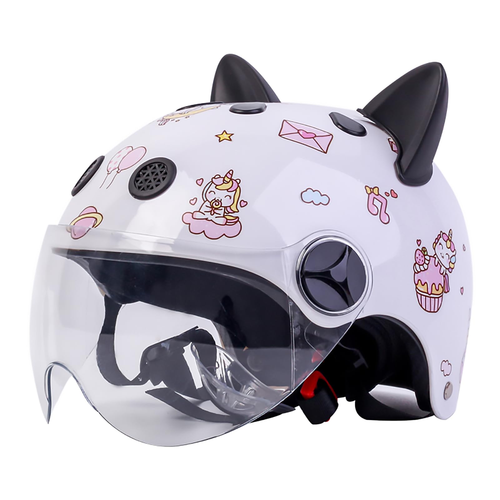 Kinder Motorradhelm, Jungen Und Mädchen Rollerhelm, Mofa Helm, Jethelm Mit Sonnenblende, Fahrradhelm, 47-54Cm, Für 5 Jahre - 12 Jahre Kid. C,47 ~ 54cm von JianJud