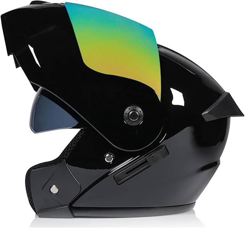 Klappbarer Integralhelm Für Erwachsene,ECE-Geprüfter Modularer Motorradhelm Mit Doppelter Sonnenblende Für Männer Und Frauen, Scooter,Cruiser, Straßenrad, Renn- Und Geländeradhelme A,L/{59~60cm} von JianJud