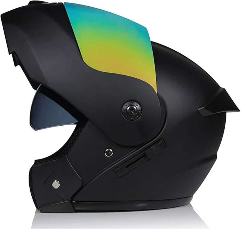 Klappbarer Integralhelm Für Erwachsene,ECE-Geprüfter Modularer Motorradhelm Mit Doppelter Sonnenblende Für Männer Und Frauen, Scooter,Cruiser, Straßenrad, Renn- Und Geländeradhelme E,L/{59~60cm} von JianJud