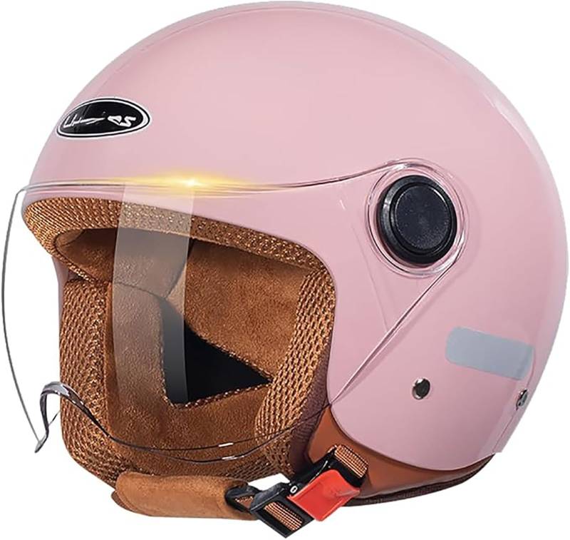 Motorradhelm, DOT-Geprüfter Rollerhelm, Stilvoller Halbhelm, Offener Motorradhelm Mit Schutzbrille Für Elektrofahrzeuge Und Motorräder C,M/{57~58cm} von JianJud