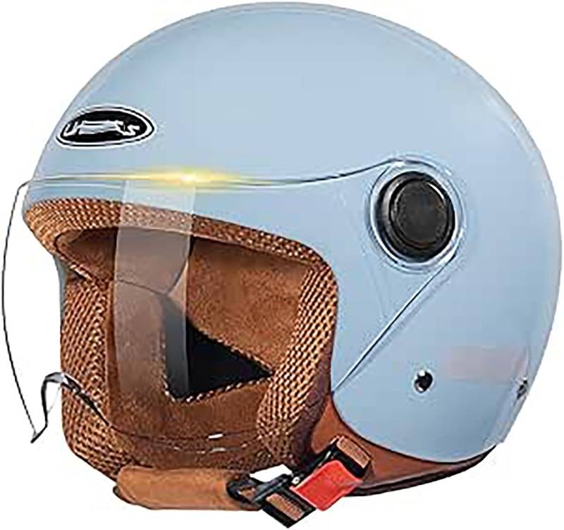 Motorradhelm, DOT-Geprüfter Rollerhelm, Stilvoller Halbhelm, Offener Motorradhelm Mit Schutzbrille Für Elektrofahrzeuge Und Motorräder F,L/{59~60cm} von JianJud