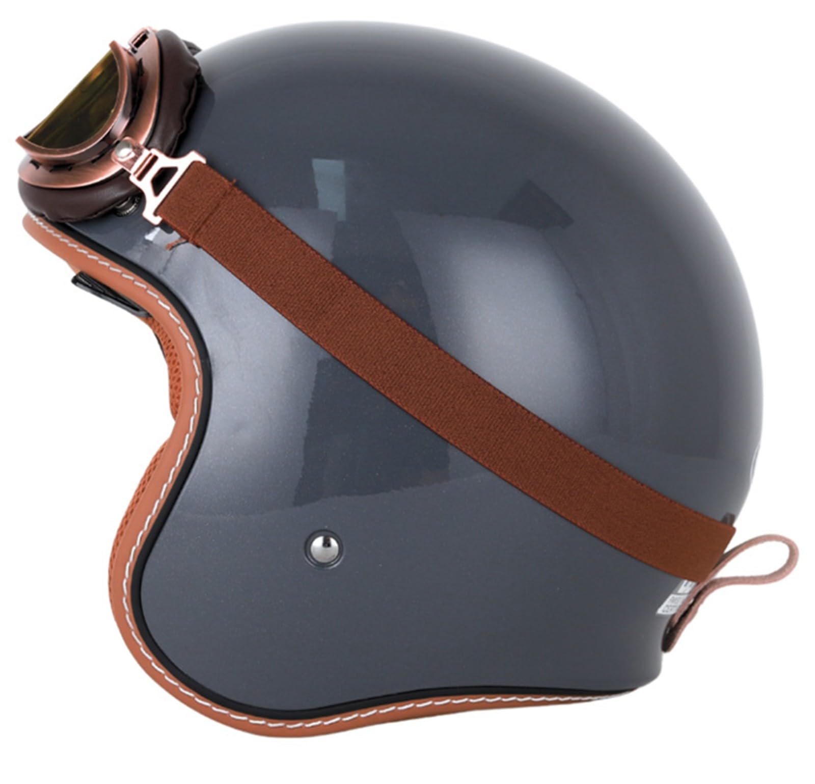 Motorradhelm 3/4 Jethelm Herren Damen Retro Halbhelm Mit Doppelter Sonnenblende Vintage Klassisch Jet-Motorradhelm Für Erwachsene ECE-Geprüft Für Scooter Cruiser Moped D, M(57~58 cm) von JianJud