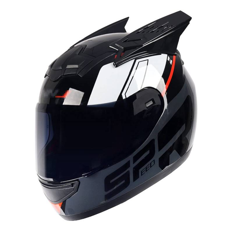 Motorradhelm Integralhelm Rapid Street Helm ECE-Geprüft Unisex Erwachsene Cool Rider Equipment Four Seasons New Street Touring Motorradhelm D,M/{57~58cm} von JianJud