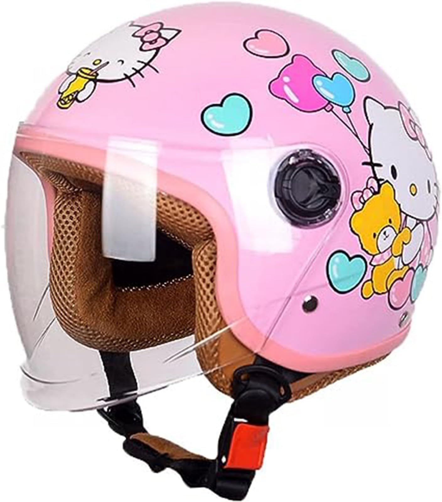 Motorradhelm Kinder Mädchen Junge,ECE-Zertifizierung Kid Jet Helm Mit Visier Roller Helm Kids Scooter Helm Mofa Helm Fahrradhelm, Schnellverschluss, Herausnehmbar, Waschbar C,48-56CM von JianJud