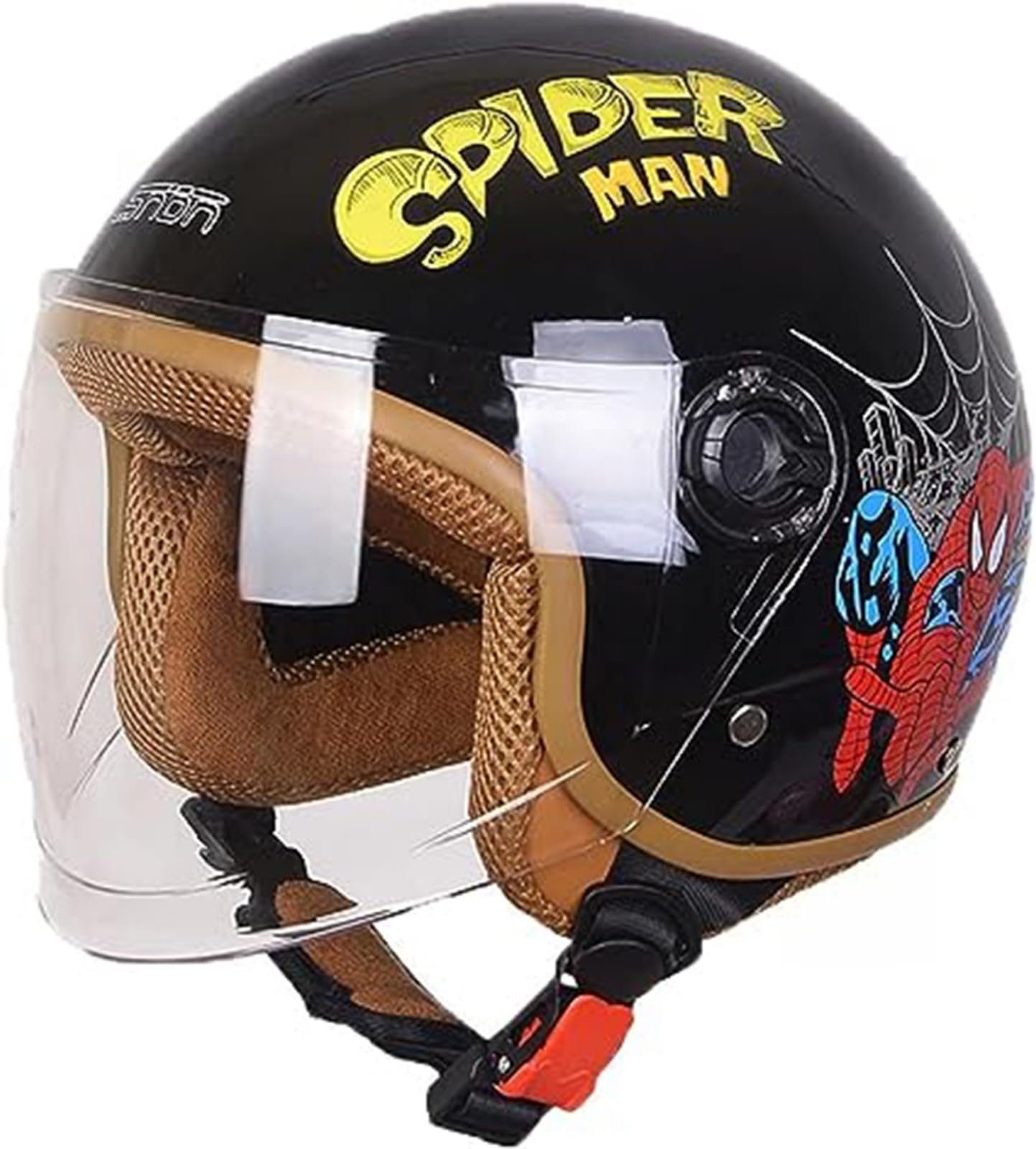 Motorradhelm Kinder Mädchen Junge,ECE-Zertifizierung Kid Jet Helm Mit Visier Roller Helm Kids Scooter Helm Mofa Helm Fahrradhelm, Schnellverschluss, Herausnehmbar, Waschbar E,48-56CM von JianJud