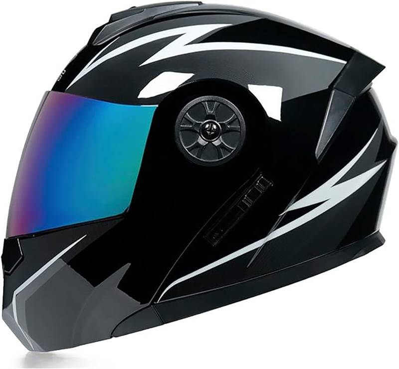 Motorradhelm Unisex Für Erwachsene, Motorrad-Sturzhelm, ECE-Geprüfter Integralhelm Mit Doppelvisier, Crash Rider Biker-Sport-Motorradhelme F,S/{55~56cm} von JianJud