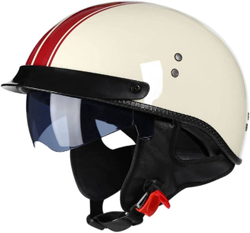 Motorradhelme Für Erwachsene Mit Offenem Gesicht, ECE-Zertifizierter Motorrad-Jet-Halbhelm Mit Visier, Unisex-E-Bike-Motorradhelm Für Moped-Pilot, Roller, Sturzhelm A,XL/59~60cm} von JianJud