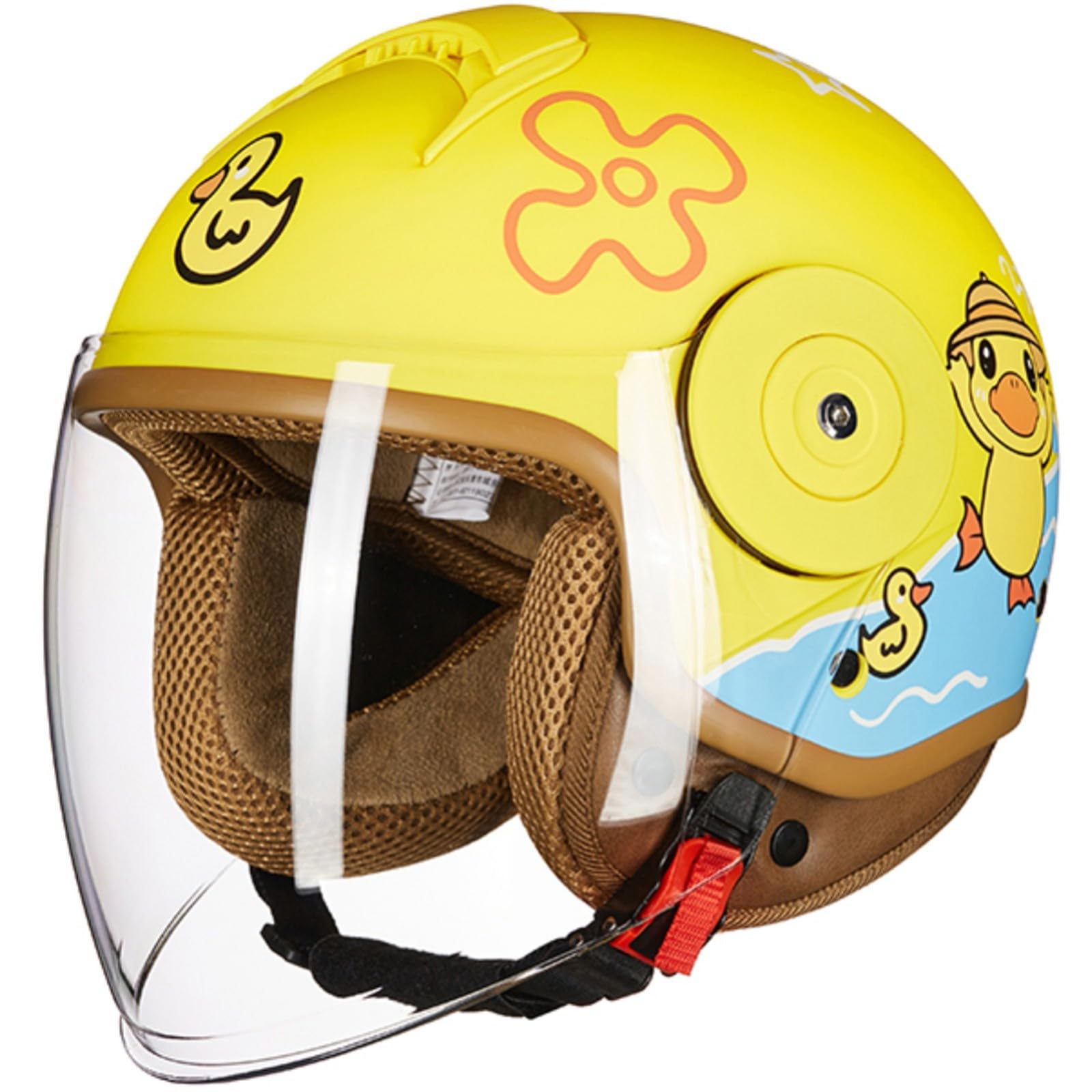 Niedlicher Kinder-Elektro-Motorrad-Halbhelm, ECE-Zugelassener Kinder-Halbschalen-Helm Mit Offenem Gesicht Für 2–14 Jahre, Retro-Jugend-Moped-Mütze Für Jungen Und Mädchen A,46-54cm von JianJud