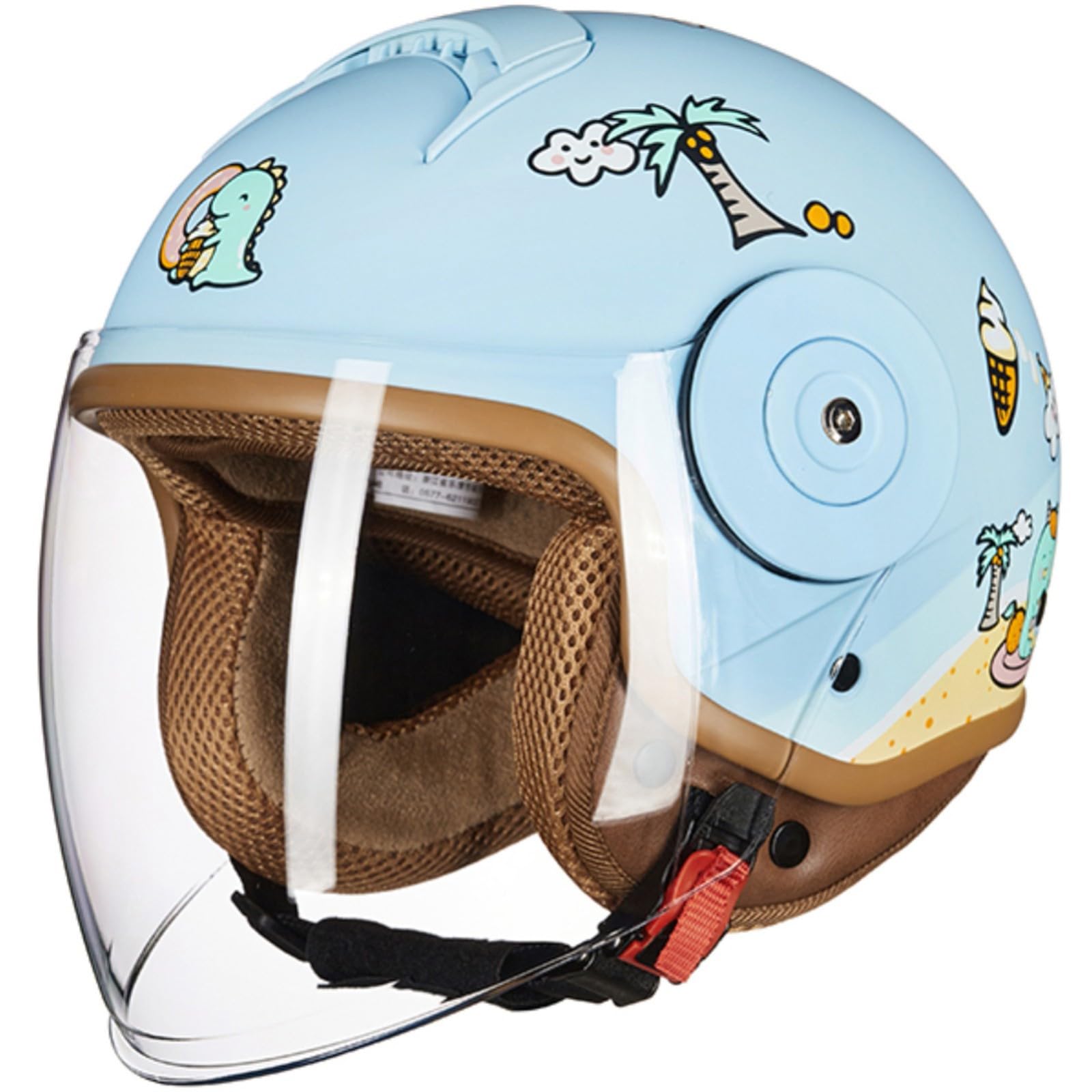 Niedlicher Kinder-Elektro-Motorrad-Halbhelm, ECE-Zugelassener Kinder-Halbschalen-Helm Mit Offenem Gesicht Für 2–14 Jahre, Retro-Jugend-Moped-Mütze Für Jungen Und Mädchen D,46-54cm von JianJud