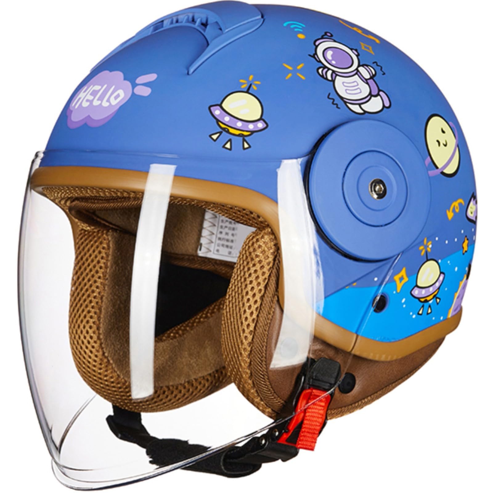 Niedlicher Kinder-Elektro-Motorrad-Halbhelm, ECE-Zugelassener Kinder-Halbschalen-Helm Mit Offenem Gesicht Für 2–14 Jahre, Retro-Jugend-Moped-Mütze Für Jungen Und Mädchen E,46-54cm von JianJud