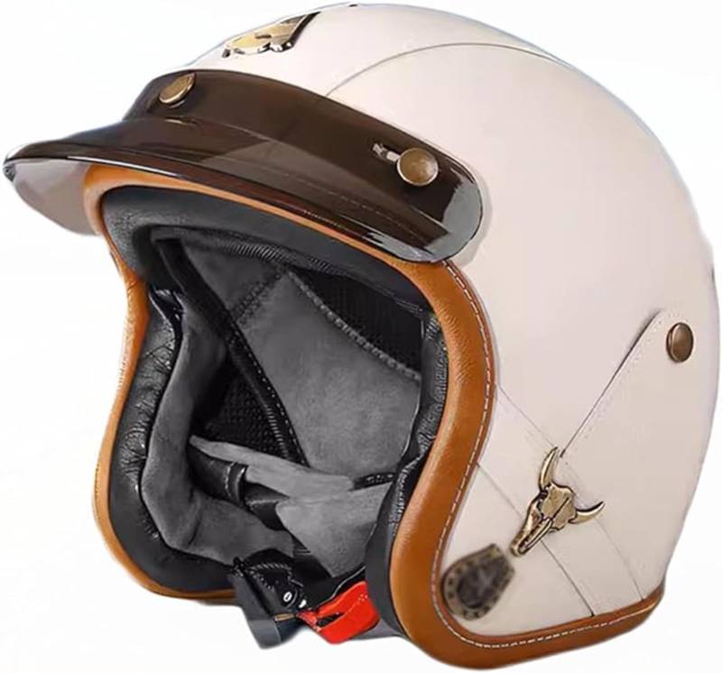 Offener Motorradhelm 3/4 Motorradhelme ECE-Zertifizierung Jet-Scooter-Helm Sturzhelm Scooter-Fahrrad-Chopper-Helm Erwachsene Männer Frauen C,L/{59~60cm} von JianJud