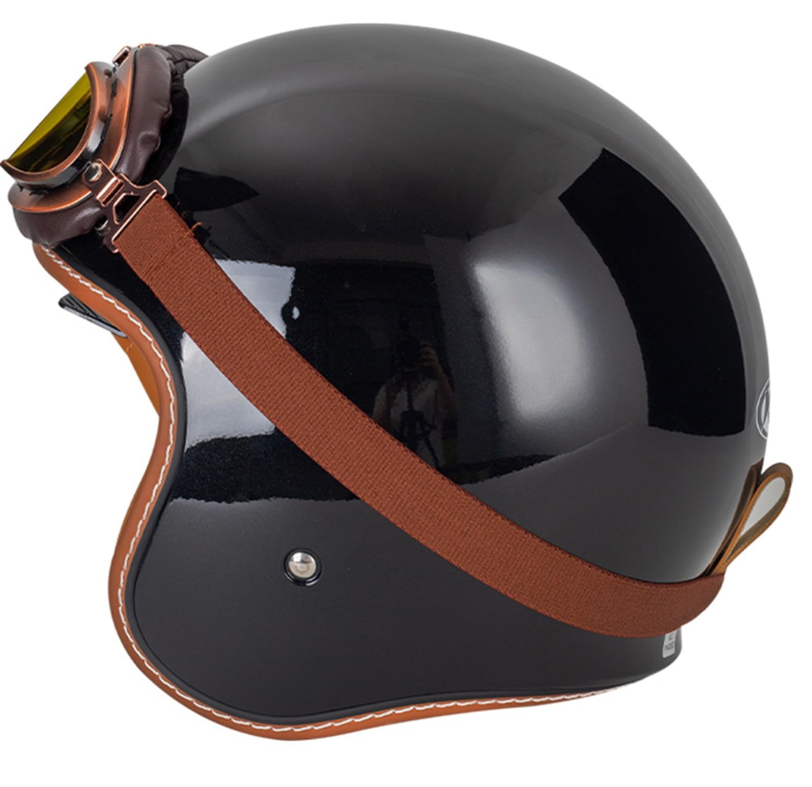 Offener Motorradhelm Für Vespa, Erwachsene, Damen, Herren, 3/4-Retro-Klassiker, Mopedhelm, DOT/ECE-Zugelassen, Halbhelm, Vintage-Motorradhelm Mit Schutzbrille E, L(59~60 cm) von JianJud