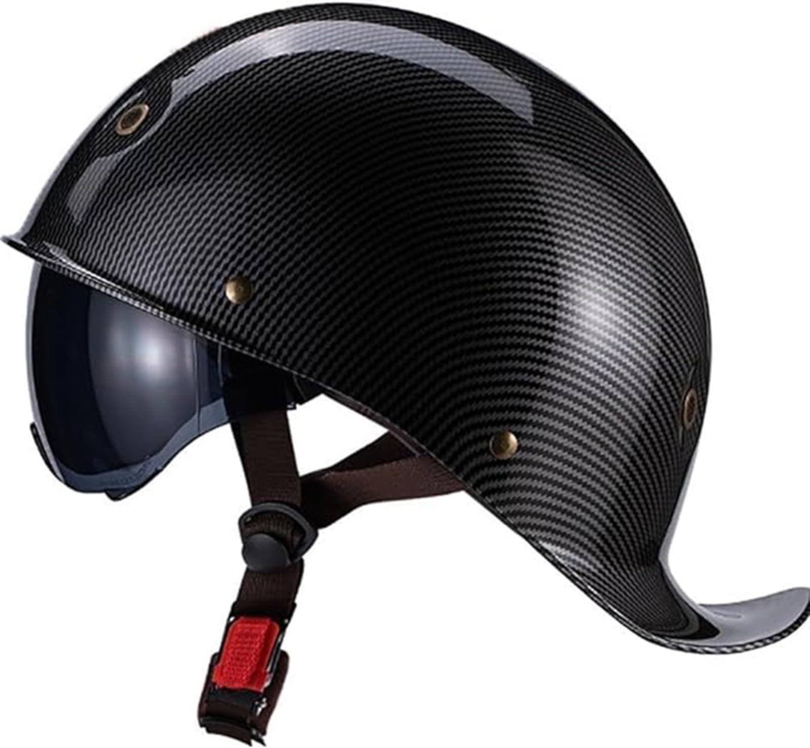 Oldtimer Motorradhelm Für Damen Und Herren, Für Erwachsene, Motorradhelm, Jet-Helm, Halb-Retro-Helm, Modische Baseballkappe, DOT B-zugelassen,XL/(61~63cm) von JianJud