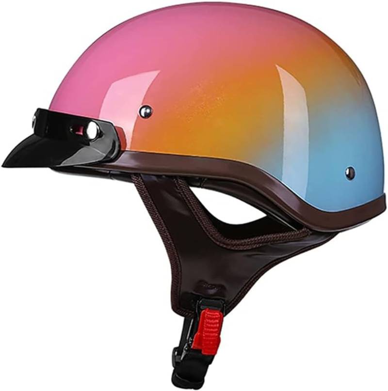 Retro-Halbschalenhelm, Baseballkappe, Motorradhelm, Jethelm, Totenkopf-Helm, Herren und Damen, ECE-zertifizierter Motorrad-Halbschalenhelm, Cruiser, Jethelm, Rollerhelm, Sturzhelm E,S=55-56cm von JianJud