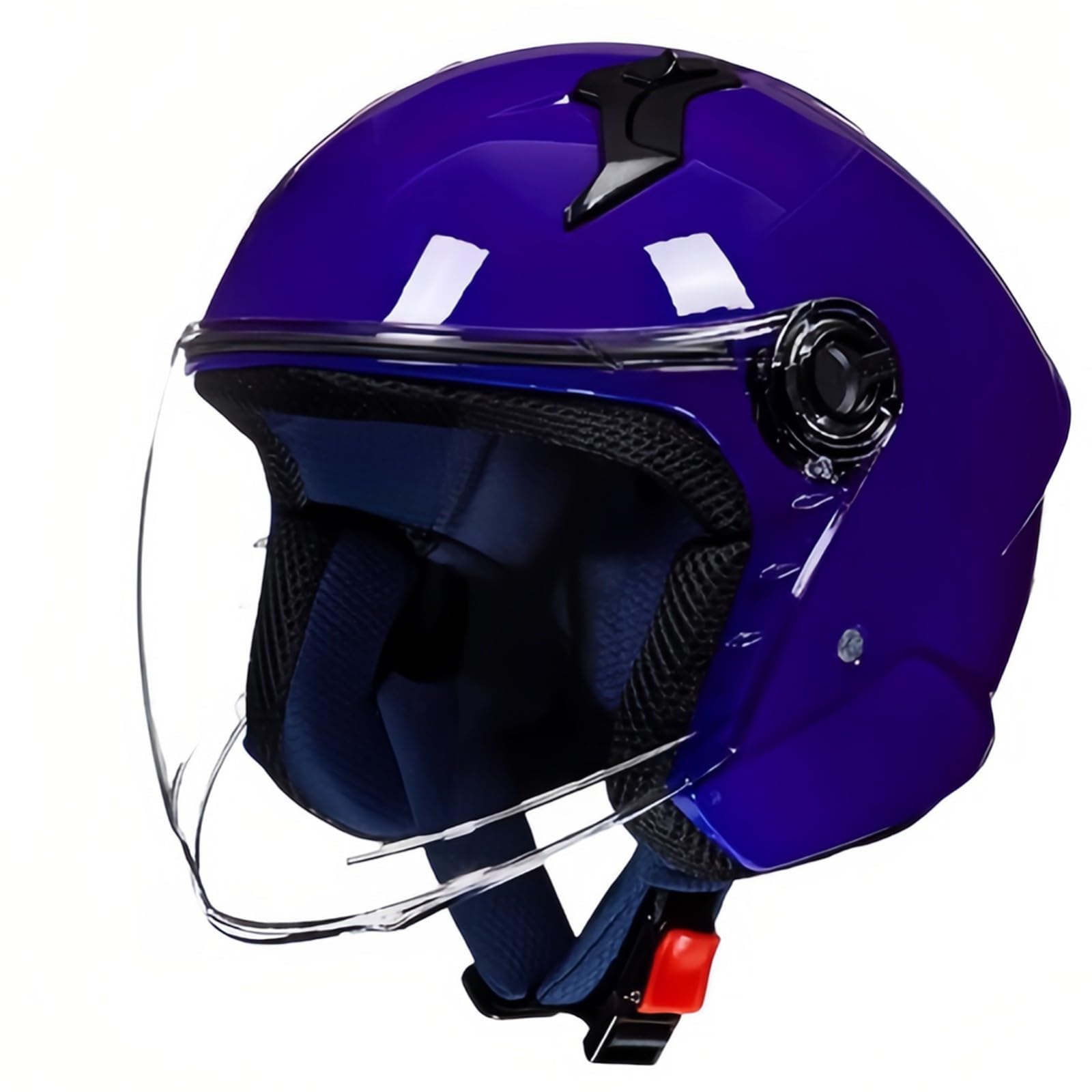 Retro-Motorradhelm, 3/4 Halber Motorradhelm, ECE-Zugelassener Retro-Jet-Helm Für Damen Und Herren, Moped, Motorrad, Helikopter E,XL/{61~62cm} von JianJud