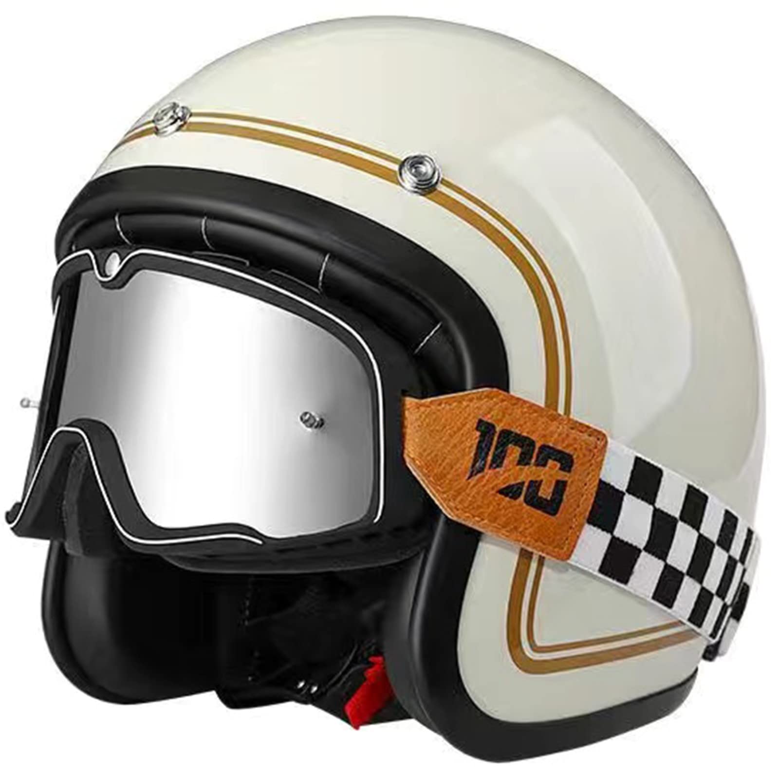 Retro-Motorradhelm, Offener Helm, Halbhelm, Roller-Sturzhelm, Motorrad-Mopedhelm Für Erwachsene, Männer Und Frauen, ECE-Zertifiziert B,XL(61~62 cm) von JianJud