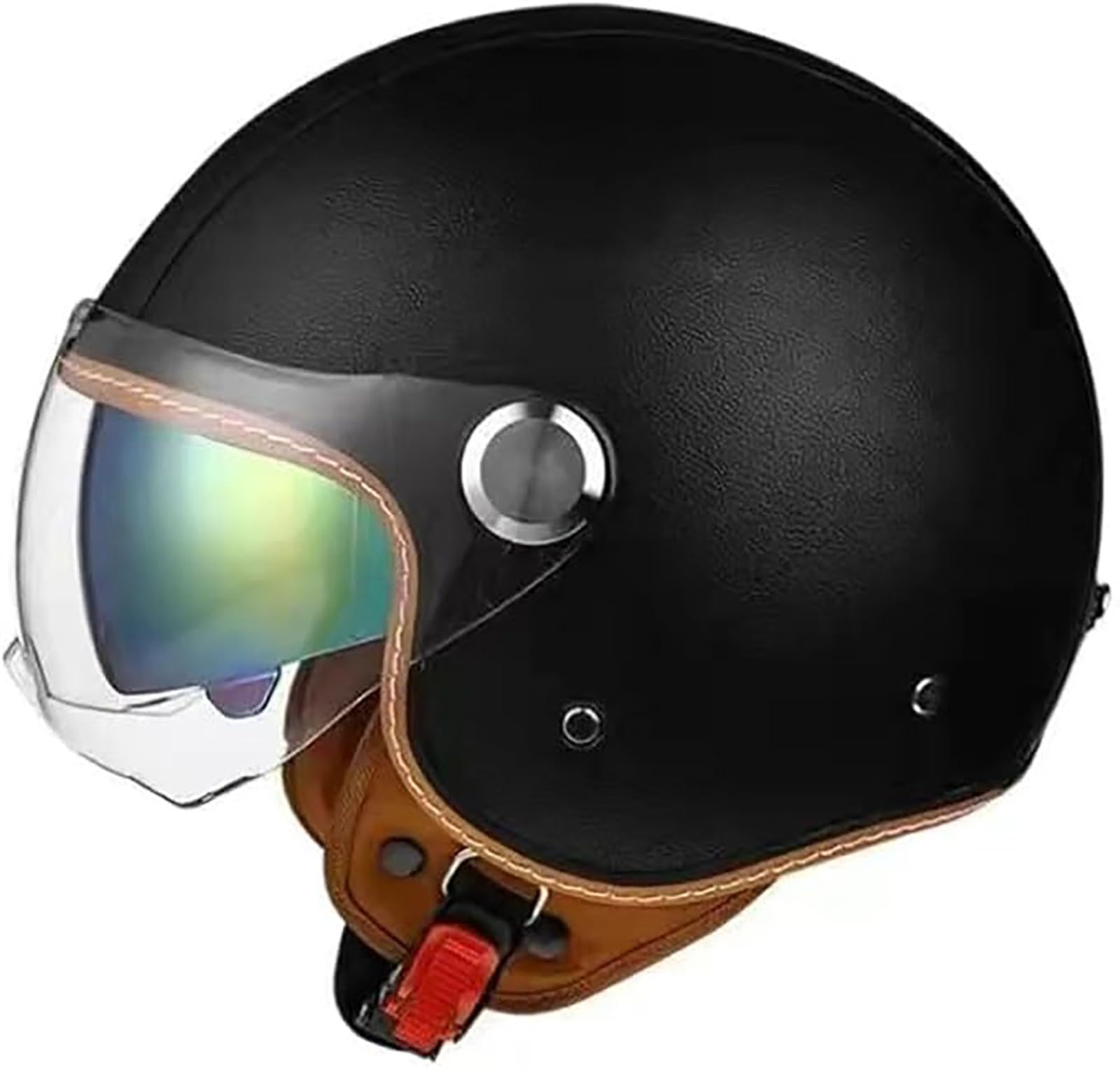 Street Jet-Helm · Rollerhelm Retro Helm Motorrad Mit Doppelbrille Herausnehmbares Futter Chopper Helm Mit ECE Zulassung Motorradhelm Halbschale Für Erwachsener Herren Damen C,XL/{61~62cm} von JianJud