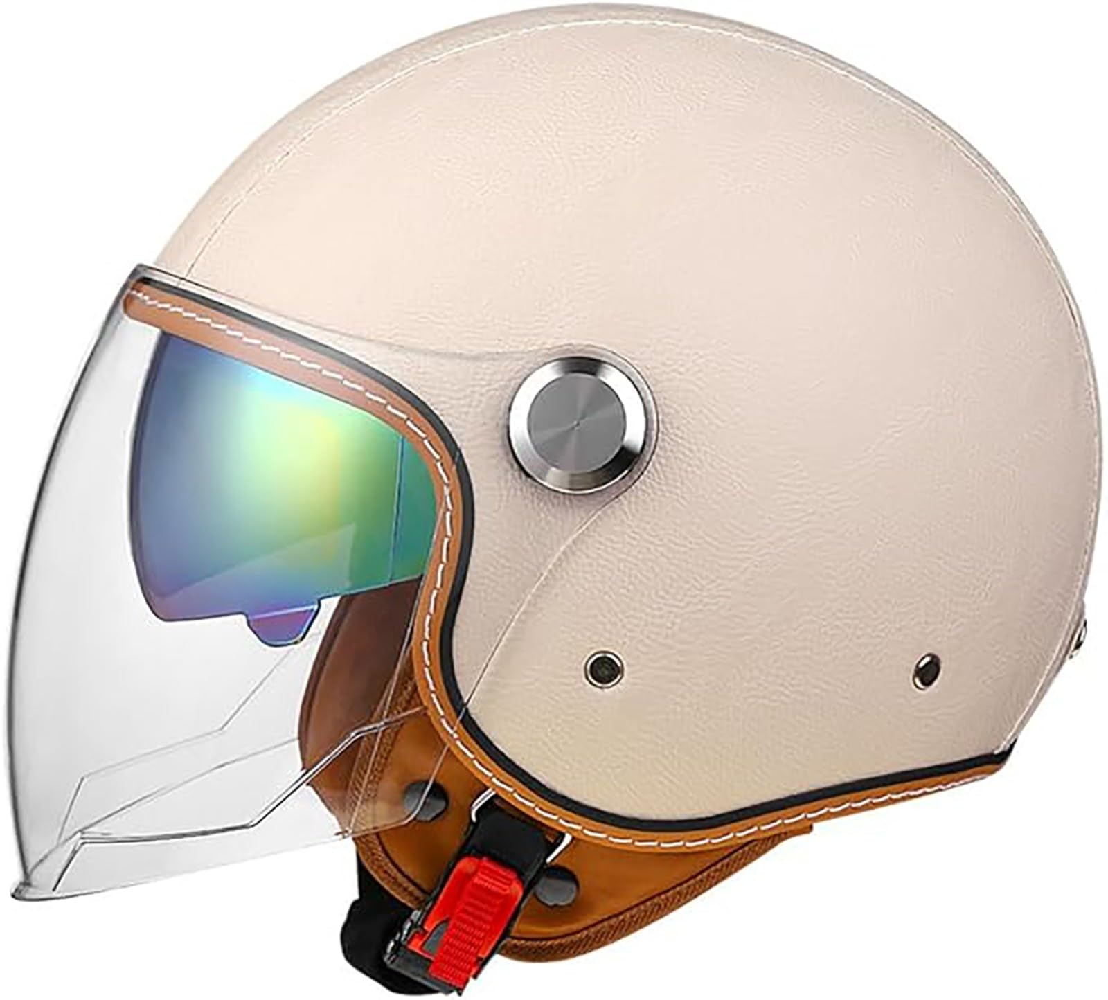 Street Jet-Helm · Rollerhelm Retro Helm Motorrad Mit Doppelbrille Herausnehmbares Futter Chopper Helm Mit ECE Zulassung Motorradhelm Halbschale Für Erwachsener Herren Damen F,XL/{61~62cm} von JianJud