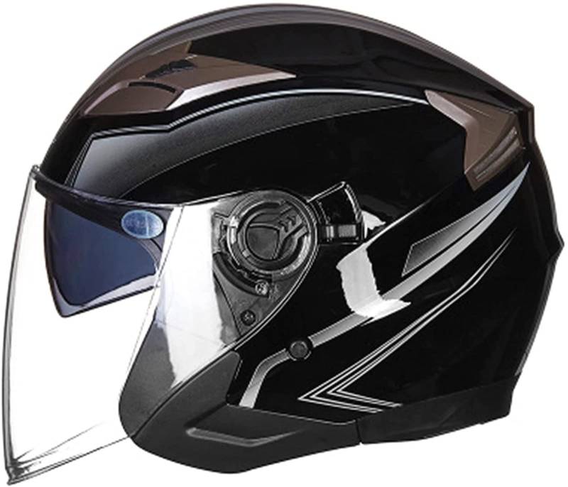 Vintage-Motorrad-Jet-Helm für Damen und Herren, Jet-Style-Helme, Roller-3/4-Jet-Helme, Street-Sonnenschutz, Moped-Helm, ECE-zugelassene Helme D, XXL (60-61CM) von JianJud