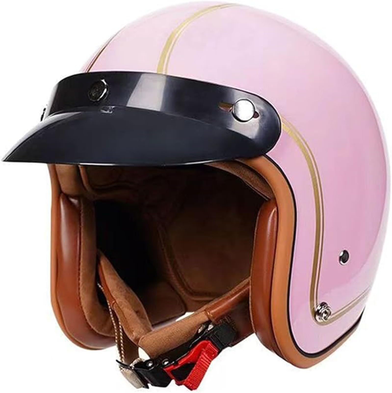 Vintage-Motorradhelm mit offenem Gesicht, DOT-geprüfter 3/4-Halbhelm, Sturzhelm für Erwachsene, Motorrad-Moped-Cruiser-Scooter-Fahrradhelm, Motorrad-Jethelm für Männer und Frauen D, M(57~58 cm) von JianJud