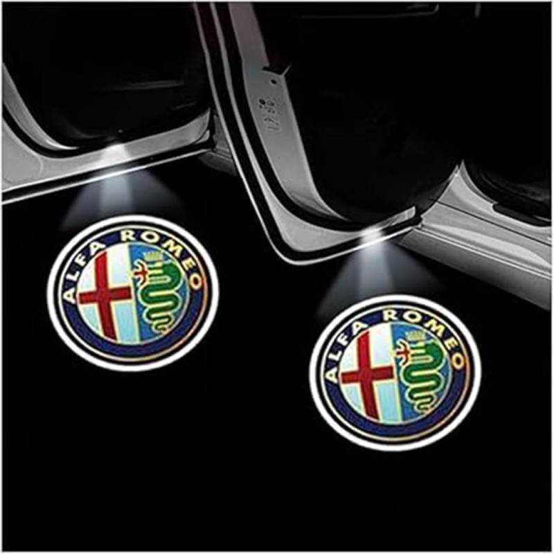 JianJunSuper 2 Stücke Autotür Willkommenslicht für Alfa Romeo 156 159 Mito Giulia Stelvio Giulietta,HD Türbeleuchtung Logo Projektor Einstiegsbeleuchtung Autotür Auto Zubehör von JianJunSuper