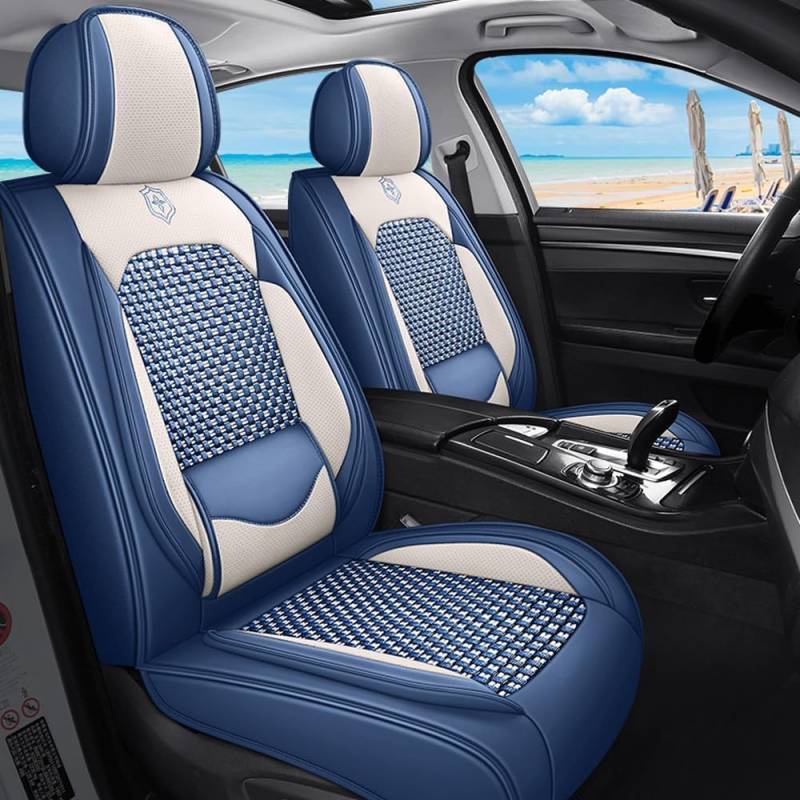 Jiatianhua Auto-Sitzbezüge Set Universal für Audi A4 B5 E8 B8Auto-Schonbezüge Stoff und Leder Vorne und Hinten 5 StückSitzbezüge Kompatibel mit Den Meisten Blau von Jiatianhua