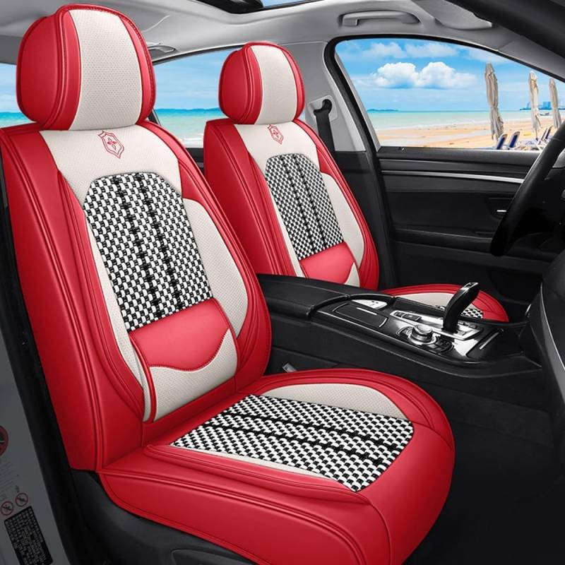 Jiatianhua Auto-Sitzbezüge Set Universal für Audi Q3 Sportback Anno 2012-2024Auto-Schonbezüge Stoff und Leder Vorne und Hinten 5 StückSitzbezüge Kompatibel mit Den Meisten Rot von Jiatianhua