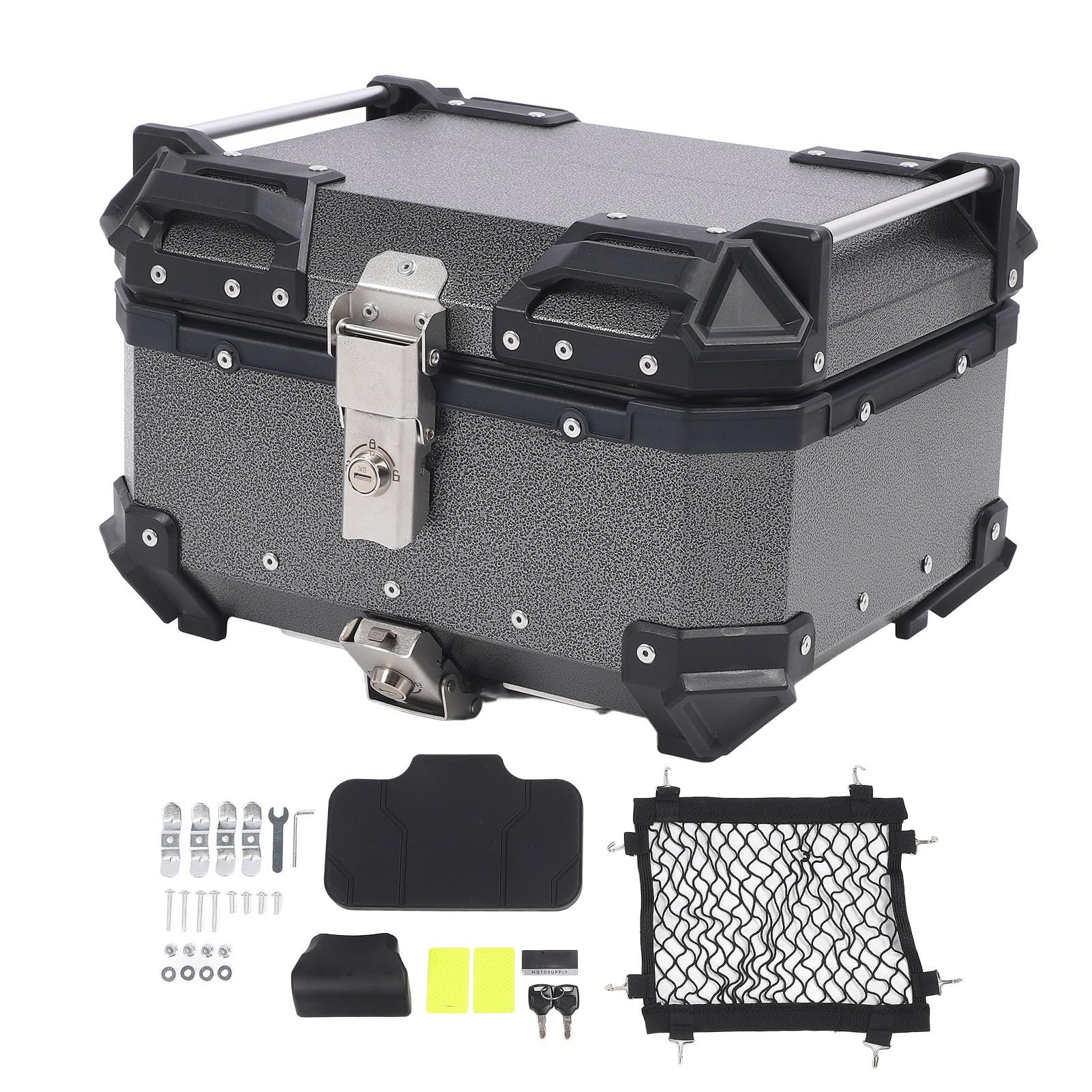 Jiawu 25L Motorrad-Topcase, Wasserdichtes Motorrad-Topcase, Schnellverschluss-Kofferraum-Tour-Heckbox, Universelles Motorrad-Heckbox mit Sicherheitsschloss, Rückenlehnenpolster von Jiawu