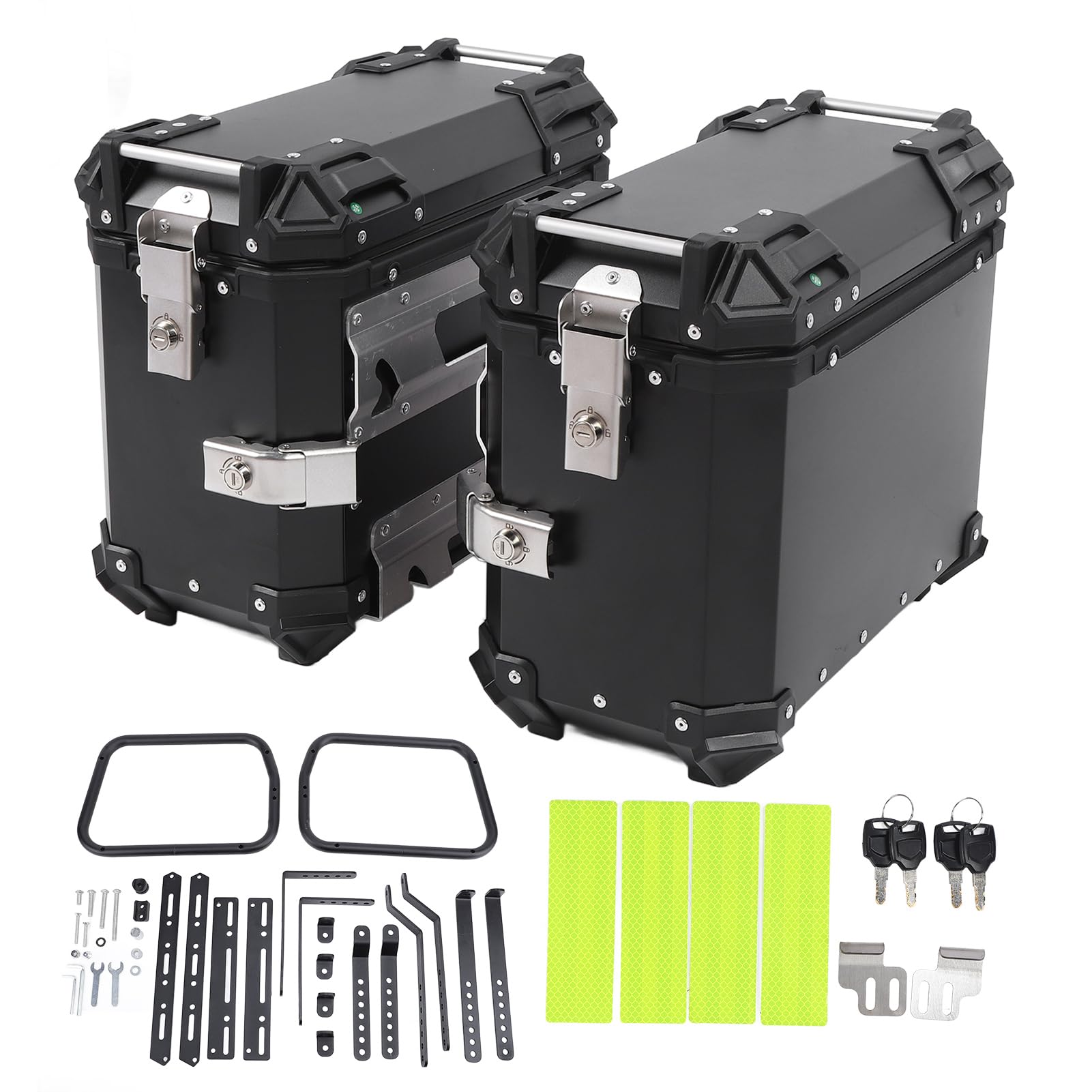 Jiawu Seitenbox 38L-Motorrad-Seitenaufbewahrungsbox, Gepäckkoffer aus Aluminiumlegierung, Schnell Lösbare Motorrad-Seitenträger, Wasserdichter Organizer mit Satteltaschen-Stützträgern von Jiawu