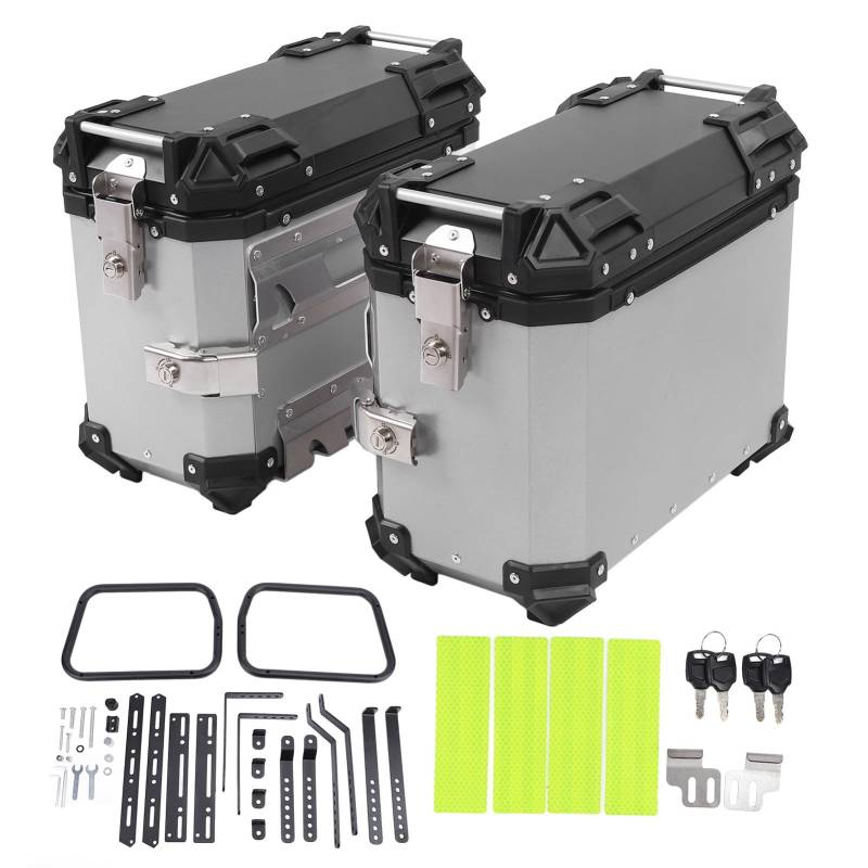 Jiawu Seitenbox 38L-Motorrad-Seitenaufbewahrungsbox, Gepäckkoffer aus Aluminiumlegierung, Schnell Lösbare Motorrad-Seitenträger, Wasserdichter Organizer mit Satteltaschen-Stützträgern von Jiawu