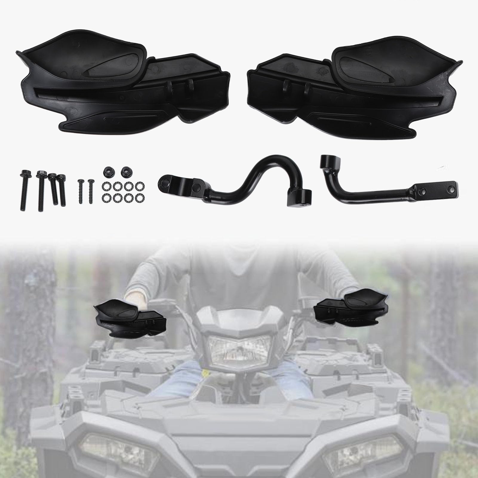 Motorrad-Handschützer, Paar Glänzend Schwarzer Lenker-Handschutz, Universeller Ersatz für Polaris Sportsman Scrambler 400 450 570 850 XP 1000, 2876846 2879380 2889341 von Jiawu