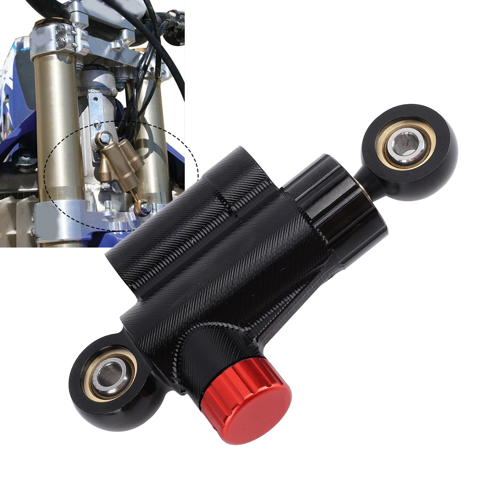 Motorrad-Lenkungsdämpfer-Stabilisator, 5,24 Zoll Universal-Lenkungsstabilisator für die Meisten Motorräder, CNC-Aluminiumlegierungs-Stabilisierungsdämpfer, Motorradzubehör (BLACK) von Jiawu